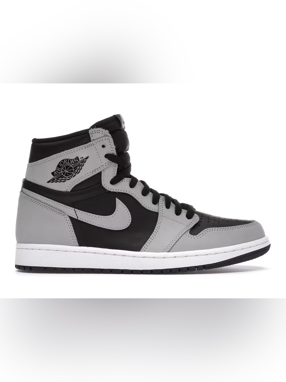 Jordan 1 Retro High Sneakers - Shadow 2.0 Gray & Black (Youth 7, Women’s 8.5)